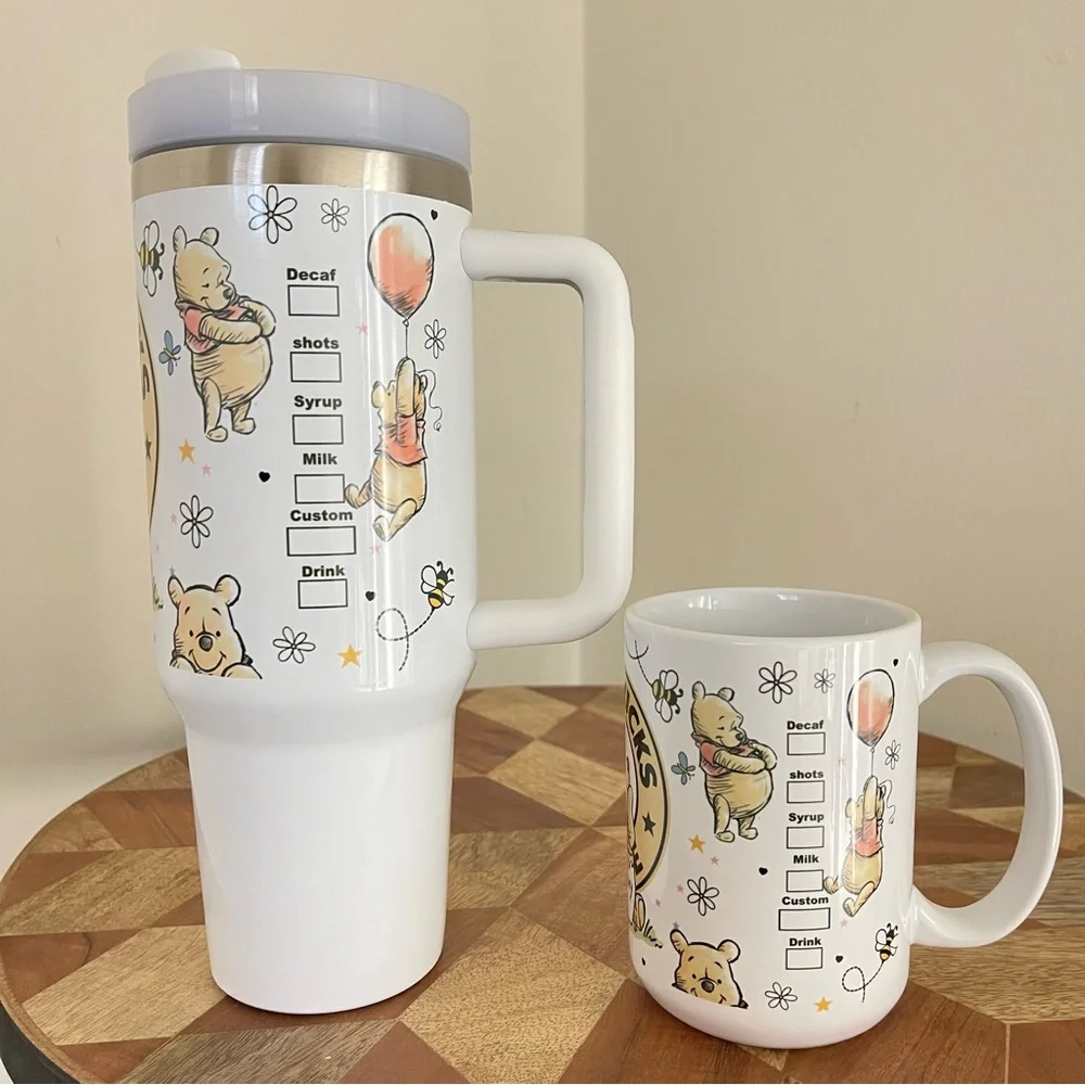 NEW 2 pcs Fashion cup Disney Winnie the Pooh 40 oz Tumbler and 15 oz mug. - Picture 3 of 5